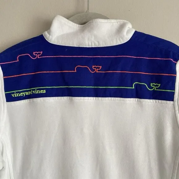 Vineyard Vines Womens Pullover 1/4 Zip Fleece Jacket Back Detail Sz Small White - Picture 9 of 12